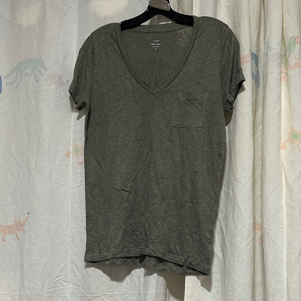 J. Crew Sage V-Neck Tee 100% Linen Tee S